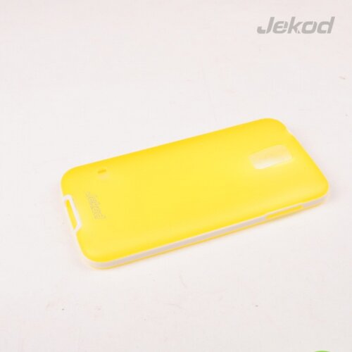 Jekod silikonski ovitek Samsung Galaxy S5 G900 TPU/T prozorno rumen z belim okvirjem + Zaščitna folija Cene
