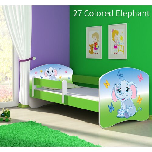  Dječji krevet ACMA s motivom, bočna zelena 140x70 cm 27 Colored Elephant Cene