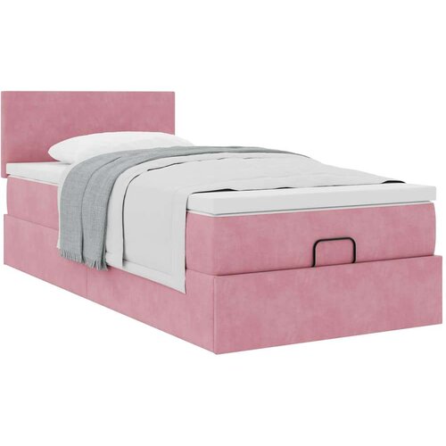VidaXL okvir kreveta s madraca ružičasti 100x200cm bar&amp;scaron;unasti Slike