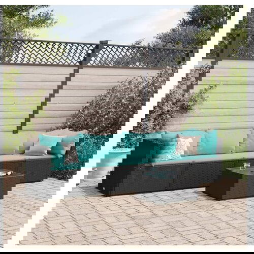 vidaXL 5-dijelna vrtna garnitura od poliratana s jastucima crna - Crna i plava 1 Cene