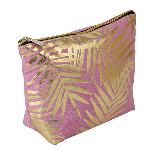 Fancy Metal Goods Ltd neseser - gold foil palm leaves, pink velvet Slike