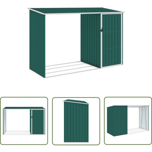  The Living Store Vrtna lopa za drva zelena 245x98x159 cm pocinkano jeklo - Vrtna Lopa, (21745207) Cene