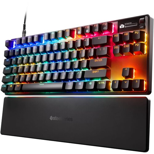 Steel Series Apex Pro TKL Gen 3 žična igralna tipkovnica črne barve z magnetnimi stikali in US postavitvijo QWERTY Slike