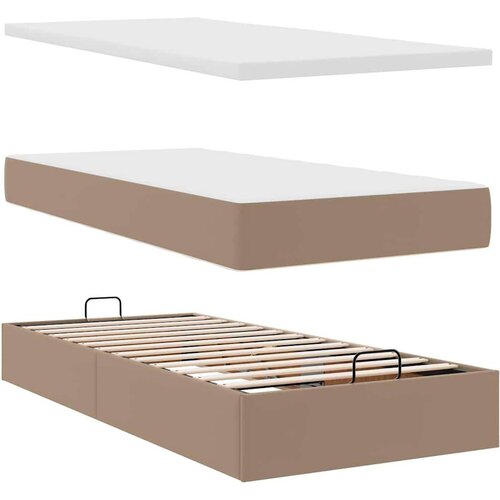 VidaXL okvir kreveta s madracem cappuccina 90x200cm umjetna koža Slike