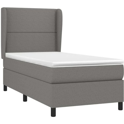  Krevet s oprugama i madracem tamnosivi 90 x 190 cm od tkanine Slike