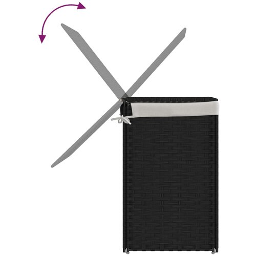  Ko&amp;scaron;ara za rublje s 2 odjeljka crna 53 x 35 x 57cm od poliratana Slike