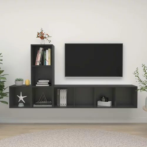 vidaXL Komplet TV omaric 3-delni siva iverna plošča, (20914392)