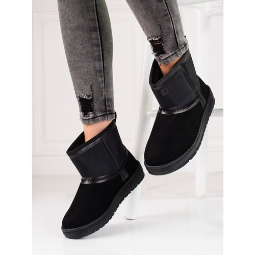 Big Star Black suede snow boots women short BIG STAR KK274614 Slike
