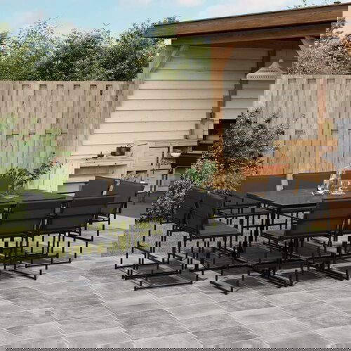 VidaXL 11dijelni vrtni blagovaonski set s jastucima crni od tekstilena Slike