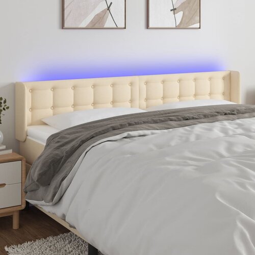 The Living Store LED posteljno vzglavje krem 163x16x78/88 cm blago - LED Vzglavje, (21659355) Slike