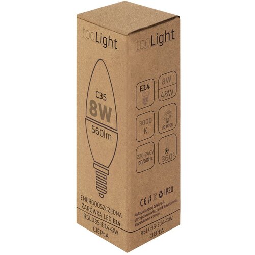 Toolight Žarulja LED RSL035 E14 8W Toplo Slike