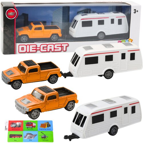 Metalni set vozila Pickup s kamperom DIE-CAST - narančasti Cijene