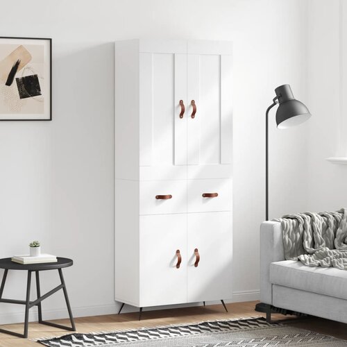 vidaXL Visoka omara bela 69,5x34x180 cm inženirski les Cene