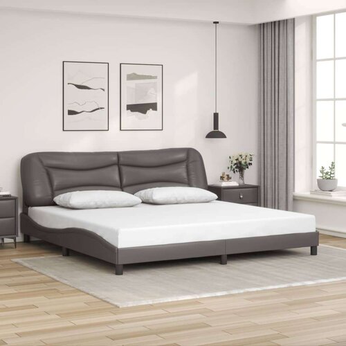  Okvir za krevet s uzglavljem sivi 200x200 cm od umjetne kože Slike