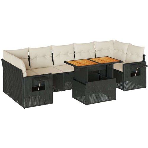 VidaXL 8-dijelni set vrtnih sofa od poliratana s jastucima crni Slike