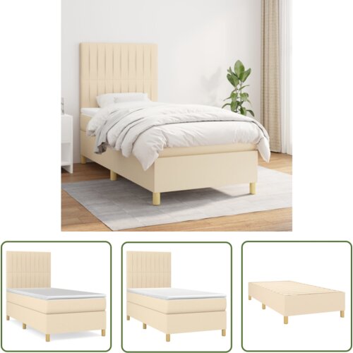 The Living Store Box spring postelja z vzmetnico krem 90x190 cm blago - Box Spring Postelja, (21737474) Cene