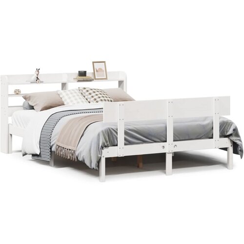 Maison Chic Posteljni okvir - Dvoposteljna postelja - Zakonska postelja brez vzmetnice bel 120x190 cm trdna borovina-J11154, (21765568) Cene