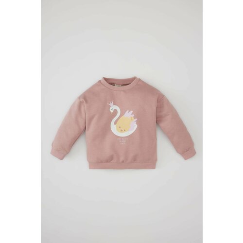 Defacto Baby Girl Crew Neck Swan Printed Sweatshirt Slike