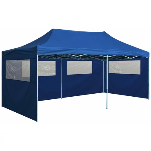 vidaXL profesionalen zložljiv vrtni šotor s 4 stranicami 3x6 m moder