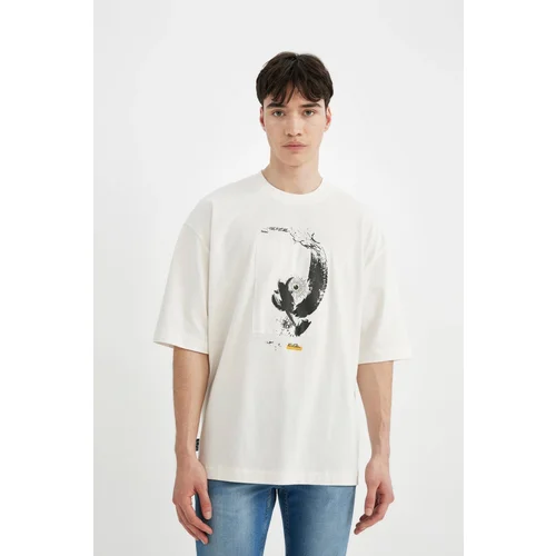 Defacto Loose Fit Crew Neck Printed Short Sleeve T-Shirt