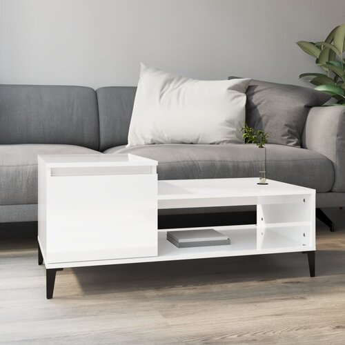 vidaXL Stolić za kavu sjajni bijeli 100x50x45 cm od konstruiranog drva Cijene