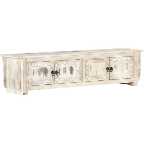 VidaXL TV omarica bela 140x30x35 cm trden mangov les Slike