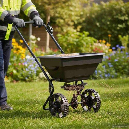  Ročni posipalec soli PVC in jeklo 80x46x75 cm 15 L - - Bela - 6.4 - 2025--TOPSELLER Cene