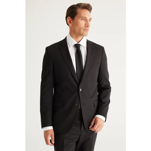 ALTINYILDIZ CLASSICS Men's Black Slim Fit Narrow Cut Mono Collar Suit