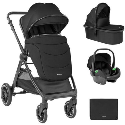 Kikka Boo kolica ava 3in1 set sa i-size auto sedi&amp;scaron;tem i tvrdom korpom black Slike
