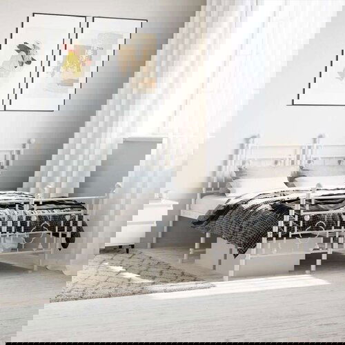 Metalni okvir kreveta uzglavlje i podnožje bijeli 120x200 cm Slike