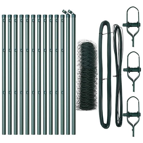 vidaXL Ogrodje s stebri Zelena 0.5 x 25 m Jeklo s PVC premazom, (5000097270) Cene