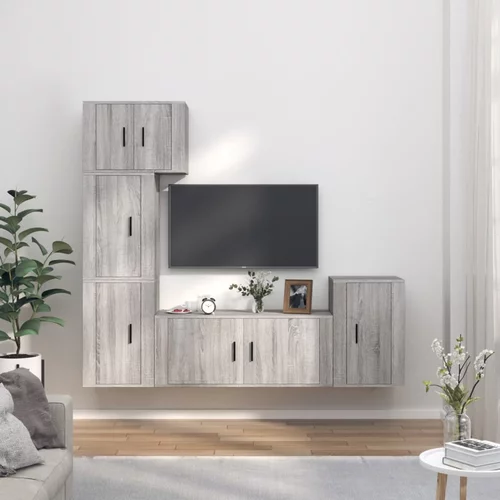 vidaXL 5-dijelni set TV ormarića sivog sonome konstruirano drvo