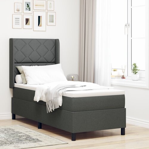 VidaXL Box Spring Krevet s Madracem &amp;amp; LED Tamnosivi 90x190 cm Tkanina Slike