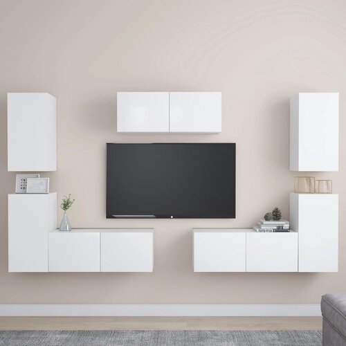 VidaXL Komplet TV omaric 7-delni bela iverna plo&amp;scaron;ča Slike
