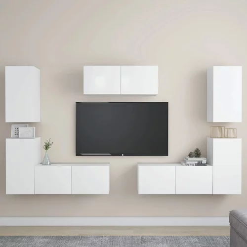 vidaXL Komplet TV omaric 7-delni bela iverna plošča