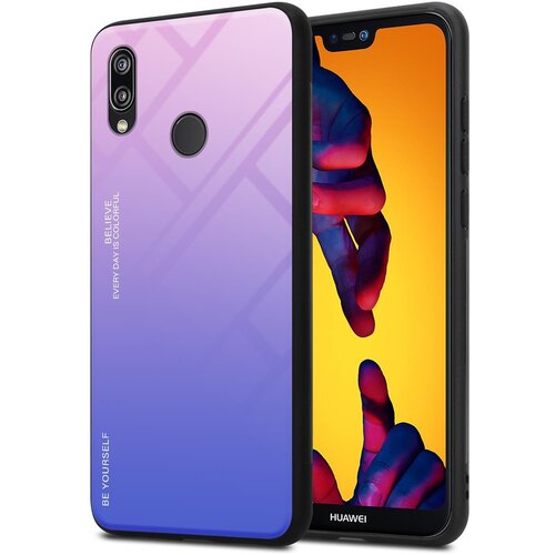 Cadorabo Ohi&scaron;je, združljiv s Huawei v roza - modri - dvobarvni za&scaron;čitni pokrov iz silikona TPU in hrbta iz kaljenega stekla, (20571971) Cene