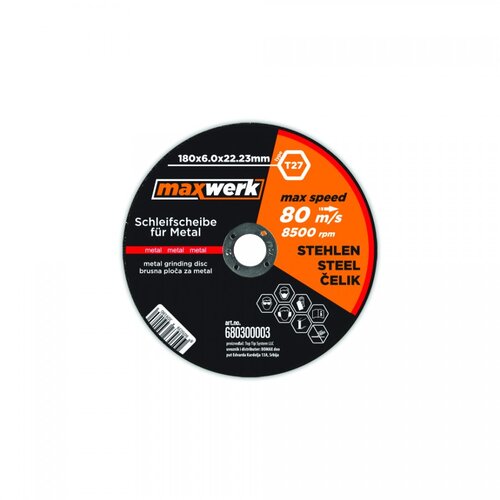Maxwerk Brusna ploča za čelik 180x6.0x22.23 mm crno-narandžasta Cene