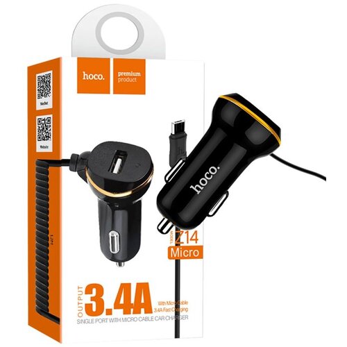hoco. Auto punjač sa micro USB kabl, USB, 5 V/3.4 A, crna - Z14 single, micro USB, BK Cijene
