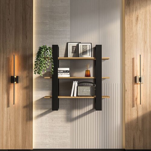 Hanah home Suno - Black, Oud Oak BlackOud Oak Wall Shelf Cene