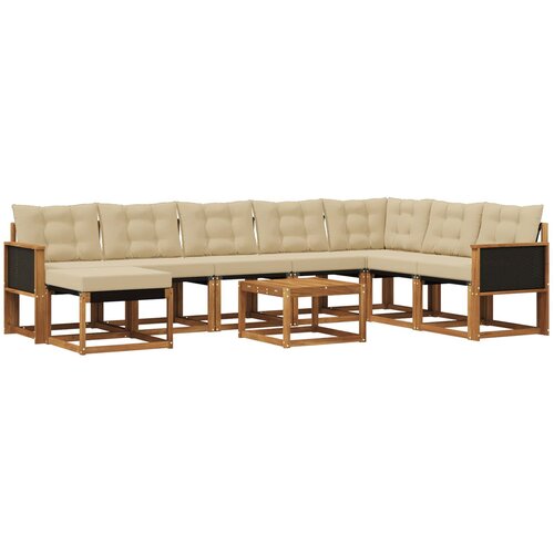 vidaXL Zunanja garnitura za sedenje z blazino 9 pcs Naravna in bež, (5000279714) Cene