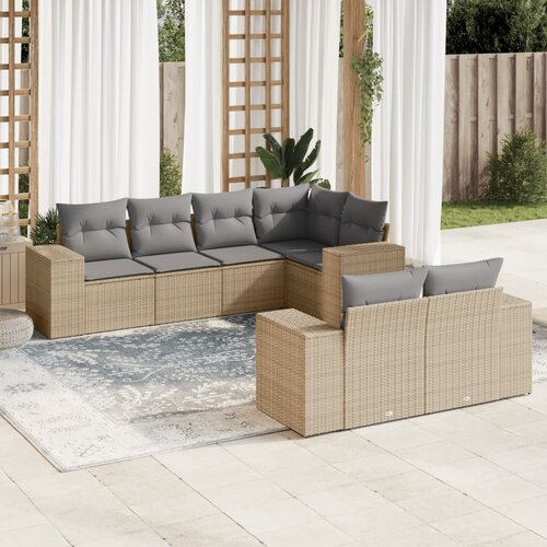 vidaXL 7-dijelni set vrtnih sofa od poliratana s jastucima bež Cijene