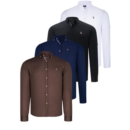 Dewberry QUAD SET G674 MENS SHIRT-BLACK-WHITE-NAVY BLUE-EARTH Slike
