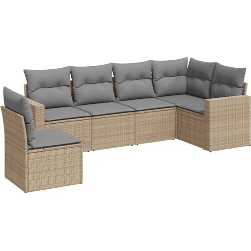  6-dijelni set vrtnih sofa s jastucima bež od poliratana Slike