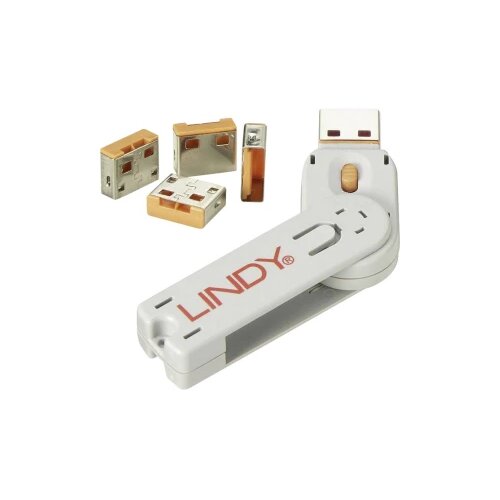 Lindy brava USB priključka (4 komada) s ključem: Šifra ORANGE USB-portblocker narančasta USB-Lock + Key Cijene