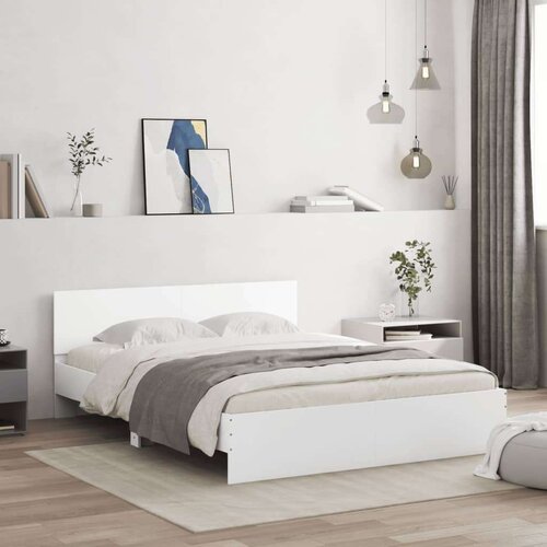 VidaXL Okvir za krevet s uzglavljem bijeli 140 x 190 cm Slike