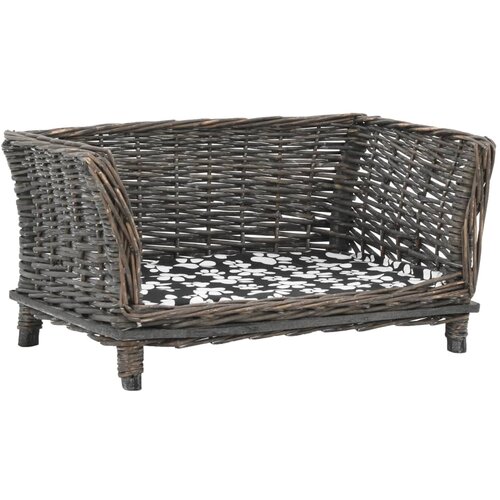 vidaXL Košara za pse s jastukom siva 50 x 33 x 30 cm od prirodne vrbe Cijene
