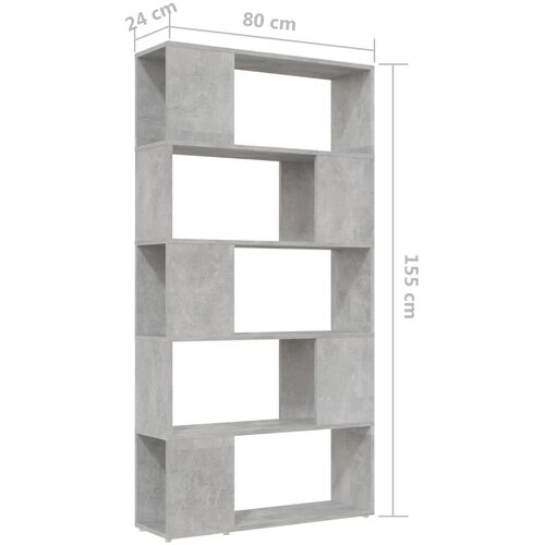  za knjige / pregrada boja betona 80x24x155 cm drveni Slike