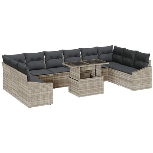 vidaXL Vrtna sedežna garnitura 11 pcs Svetlo siva in temno siva, (5000021564) Cene
