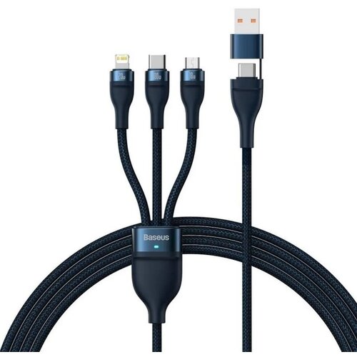Baseus USB kabel 3v1 Flash Series II USB A na Micro + Lightning 8-pin + Type C 100W 1.2m modri Cene
