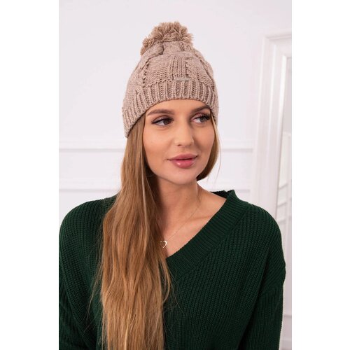 Kesi Cap with fleece Stefania K278 dark beige Slike